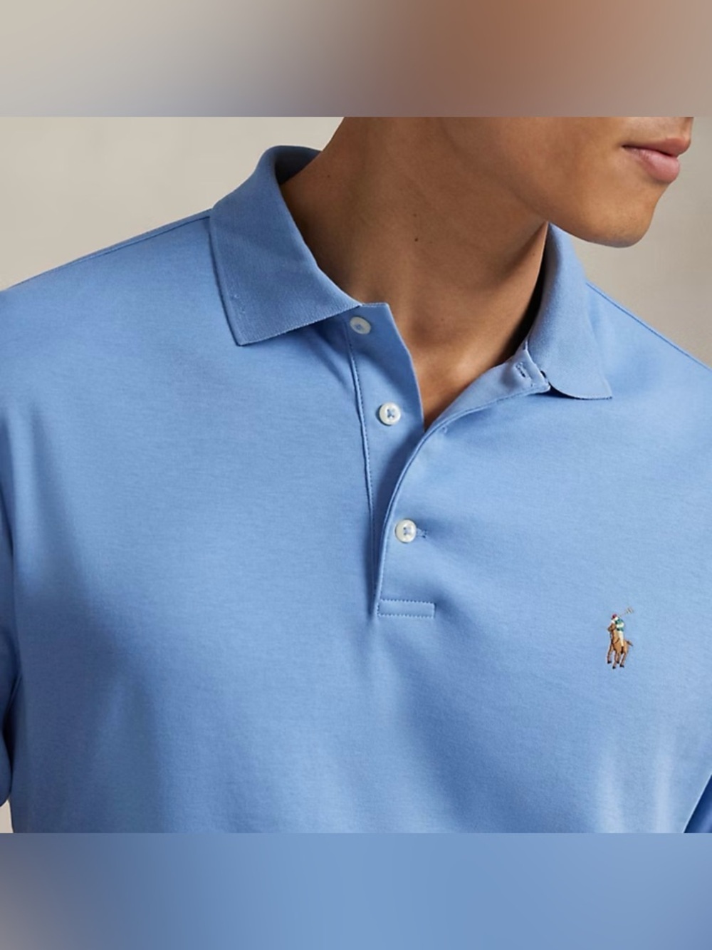 Polo Ralph Lauren Men’s Sky Blue Soft Cotton Polo Shirt - Classic Fit Size Large
